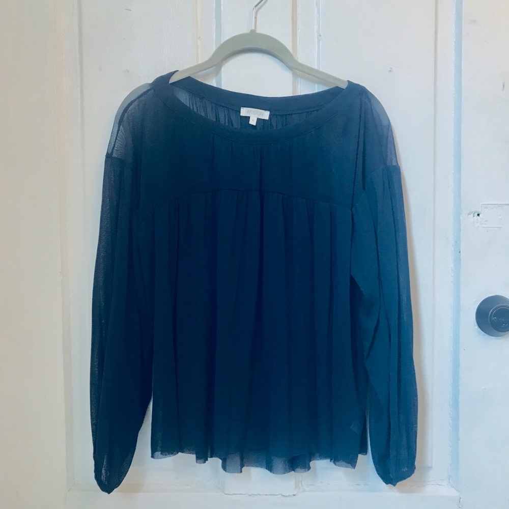 Anthropologie Weston Midnight Blue Smocked Blouse